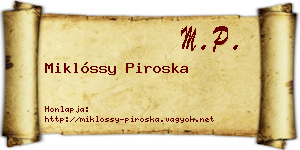 Miklóssy Piroska névjegykártya