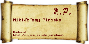 Miklóssy Piroska névjegykártya